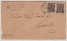 DR, Infla, 1923, Mi.- Nr.: 231 (2x, Waager. Paar!) als MiF auf Auslandsbrief von Birkenwerder nach Knoxville (USA)
