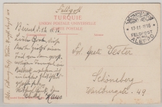 DAP Türkei, 1916, Feld- Bild- Postkarte, gelaufen, als Fernpostkarte, via Dt. Feldpost Aleppo, nach Schöneberg (Berlin?)
