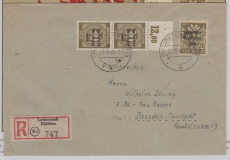 SBZ, Allgem Ausg., 1944, Mi.- Nrn.: 208a PORdgz, u.a. in MiF Einschreiben- Fernbrief, von Lutherstadt- Eisleben nach Dresden