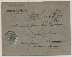 Frankreich, 1904, unfrankierter Auslandsbriefrief mit belgischer Nachgebührenmarke von Bethune nach Charleroi und zurück