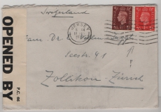 GB, Jersey, 12. 1939, 2,5 d. MiF auf Auslandsbrief von Jersey nach Zollikon (CH), mit GB- Zensur, selten!