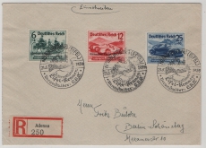 DR / III. Reich, 1939, Mi.- Nr.: 695- 97, in Satzbrief- MiF auf Einschreiben- Fernbrief von Adenau / Nürburgring nach Berlin