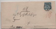 Baden, ca. 1865, Mi.- Nr.: 19 b, als EF auf Dienst- Fernbrief von Waldshut nach Dornhennersdorf. Selten!