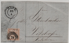 Baden, 1866, Mi.- Nr.: 20 b, als EF auf Fernbrief von Lahr nach Vilshofen. Inhalt: hochdekorative, gedruckte Rechnung!