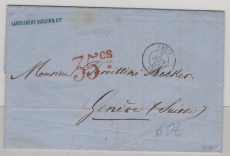 Frankreich, 1852,  unfrankierter Auslandsbrief mit seltenem Taxstempel 35cs, auf Brief von Paris nach Genf