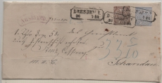 NDP, ca. 1869, Mi.- Nr.: 15 + 17 als MiF auf Auslagen-  Fernbrief von Dresden nach Schandau, selten!
