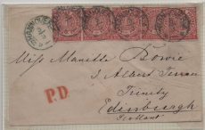 NDP, ca. 1868, Mi.- Nr.: 4 (5x!) als MeF auf Auslandsbrief von Hannover (Alt- Hannoverstempel) nach Edingburg (GB)