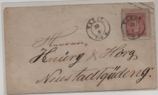 NDP, 1869, 1 Gr- Aufbrauch- GS- Umschlag (Mi.- Nr.: 17, Oldenburg) als Fernbrief von Varel nach Neustadtgädeng (?) Signiert