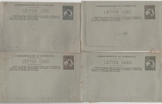Australien, ca. 1900, 4 div. Kartenbriefe, nicht gelaufen (rs. dekorative Bilder!)