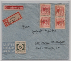 Lokalausgaben, D.- OST, 1946, Görlitz, Mi.- Nr. 13, 15 (2x) + 16 (2x) in MiF auf Fernbrief von Görlitz nach Wolfen