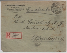 DR, Infla, 27.11.1923 (!), Mi.- Nr.: 327 A (8x [rs.], = 40 Mrd.!) als MeF auf R.- Fernbrief von Elwangen nach Olbersdorf