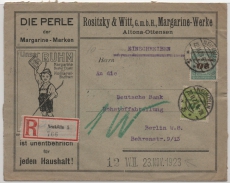 DR, Infla, 22.11.1923, Mi.- Nr.: 328 A + 329 A als MiF auf R.- Ortsbrief (?) von Neukölln (Stadtteil von Berlin!) nach Berlin
