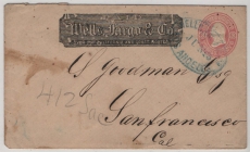 USA, ca. 1875, US- Lokalpost, 3 Ct. GS- Umschlag von Wells Fargo & Co., gelaufen von Los Angeles nach San Francisco, selten!