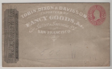 USA, ca. 1880, US- Lokalpost, 3 Ct. GS- Umschlag von Wells Fargo & Co., mit Privatzudruck, selten!
