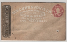USA, ca. 1880, US- Lokalpost, 3 Ct. GS- Umschlag von Wells Fargo & Co., mit Privatzudruck, ungelaufen, selten!