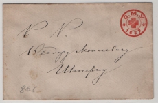 Schweiz (Russland?), 1889, Brief mit Rotem Kreuz- Potofreiheitsstempel von ... nach ...,  selten!