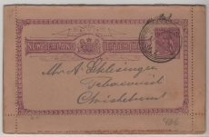 New Zealand, 1895, 1,5 P. Kartenbrief- GS, gelaufen als Ortsbrief innerhalb von Christchurch, dekorative Rückseite!