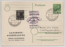 Berlin, 1949, 10 Pfg. GS- Karte Mi.- Nr.: P1 (b?) + Mi.- Nr.: 1 als Zusatz + Zudruck als Fernpostkarte von Berlin nach Bleckede