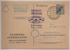 Berlin, 1949, 12 Pfg. GS- Karte Mi.- Nr.: P2 d + Zudruck als Fernpostkarte von Berlin nach FF/M, tiefgeprüft Schlegel BPP!
