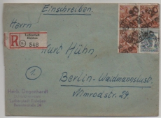 SBZ, Handstempel, Bez. 20, Bornstedt (24er) / Polleben (12er), 170 IV +174 IV (3x)  auf R.- Fernbrief von Lutherstadt /Eisl. nach Berlin