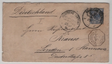Deutsche Seepost, Ost-Asiatische Hauptlinie, 1896, g, mit Mi.- Nr.: 48 d als EF auf Brief nach Linden, geprüft Wiegand BPP!