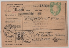 Dt. Bes. II. WK, Laibach, 1944, Portomarke Mi.- Nr.: 3 (2x) als MeF rs. auf Zahlungsanweisung von Ljubljana