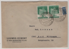 Bizone, 1949, Mi.- Nr.: 101 (2x) als MeF auf Fernbrief von Bad Homburg nach Bad Wildungen
