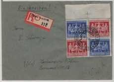 D., Kontrollrat / West, 1948, Mi.- Nr.:  V Zd 1 als EF auf Einschreiben- Ortsbrief von Hannover-Laatzen nach Hannover Döhren