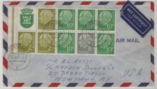 BRD, 1961, Mi.- Nr. H- Bl. 7, als EF auf Luftpost- Auslandsbrief von Regensburg nach New York (USA)