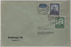 BRD, 1953, Mi. Nrn.: 174 + 176 als MiF Fernbrief von Freiburg nach Bad Mergentheim