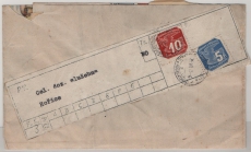 II. Reich, Dt. Bes. II. WK, B + M, ca. 1943, Mi.- Nr.: 118 + 121 in MiF auf Streifband von Horschitz (?) nach Horitze