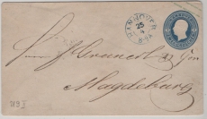 Hannover, ca. 1861, 2 Gr.- GS- Umschlag (Mi.- Nr.: U9II), als Fernbrief von Hannover (netter (BS?)-Stempel!) nach Magdeburg