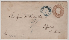 Hannover, ca. 1861, 3 Gr.- GS- Umschlag (Mi.- Nr.: U10II), als Fernbrief von Hannover (netter (BS?)-Stempel!) nach Offenbach /M.