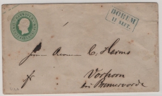 Hannover, ca. 1857, 1 Gr.- GS- Umschlag (Mi.- Nr.: U1A), als Fernbrief von Dorum (netter Stempel!) Bremervörde