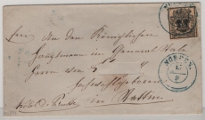 Hannover, ca. 1857, Mi.- Nr.: 12, als EF auf Fernbrief von Norden (netter Vorphila- Stempel!) nach ...ttin