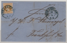 Hannover, ca. 1859, Mi.- Nr.: 16, als EF auf Fernbrief von Osnabrück (netter AD- Stempel!) nach FF/M