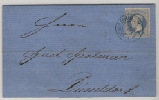 Hannover, ca. 1865, Mi.- Nr.: 24, als EF auf Fernbrief von Osnabrück (netter Stempel!) nach Düsseldorf