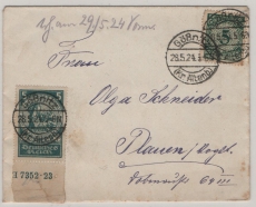DR / Weimar, 1924, Mi.- Nrn.: 351 + HAN, u.a. in MiF auf Fernbrief von Gößnitz nach Plauen