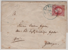 Hannover, ca. 1860, Mi.- Nr.: 14 als EF auf Fernbrief Dorfhagen (netter Vorphila- Stempel!) nach Göttingen