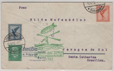 DR, 1932, Mi.- Nr.: 381 u.a. als MiF auf Zeppelinbrief zur 6. Südamerikafahrt 1932, von Friedrichshafen nach Jaragua de Sul