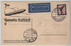 DR, 1930, Mi.- Nr.: 382 als EF auf Zeppelinkarte, Bordpost via Darmstadt nach Lorch