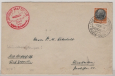 DR, 1938, Mi.- Nr.: 528 als EF auf Zeppelinbrief ab FF/M via Sudetenlandfahrt 1938, via Reichenberg nach Wiesbaden