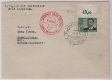 DR, 1938, Mi.- Nr.: 538 (mit OR!) als EF auf Zeppelinbrief von FF/M via Sudetenlandfahrt 1938 nach Ludwigsburg