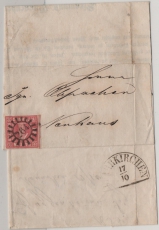 Bayern, 1855, Mi.- Nr.: 3 als EF auf Fernbrief von München nach Neuhaus