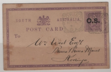 Australien / South Australia, 1891, 1 P. Dienst- GS- Karte, gelaufen innerhalb von Kooringa