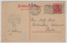 DR, Germania, 1914, 10 RPfg.- Antwort- GS- Karte, A.- Teil (Mi.- Nr.: P 93 A?), gelaufen von Bologna nach Berlin