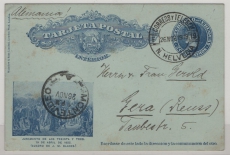 Uruguay, 1909, 2 Ct.- Bild- GS- Karte, verwendet als Auslandspostkarte von N. Helvecia via Montevideo nach Gera (D.)