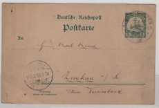 Dt. Kolonien, DNG, 1908, 5 Rpfg.- GS (Mi.- Nr.: P8), gelaufen von Stephansort (gr. Typ) nach Zwickau, selten!