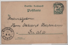 Dt. Kolonien, Kamerun, 1901, 5 RPfg:- GS-Karte, Mi.- Nr.: P 9, als Fernpostkarte von Rio del Rey nach Duala (DOA)!