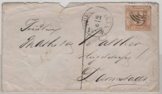 T + T, ca. 1864, Mi.- Nr.: 31 als EF auf Fernbrief von Bremen (T. & T. Postamt!) nach Darmstadt!